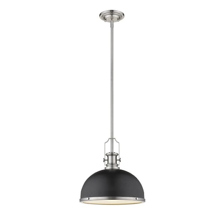 Z-Lite Melange 1 Light Pendant, Matte Black 725P12-MB+BN